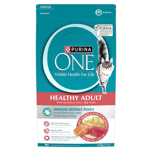 Purina One Cat Adult Dry Healthy Salmon &amp; Tuna 1.5kg