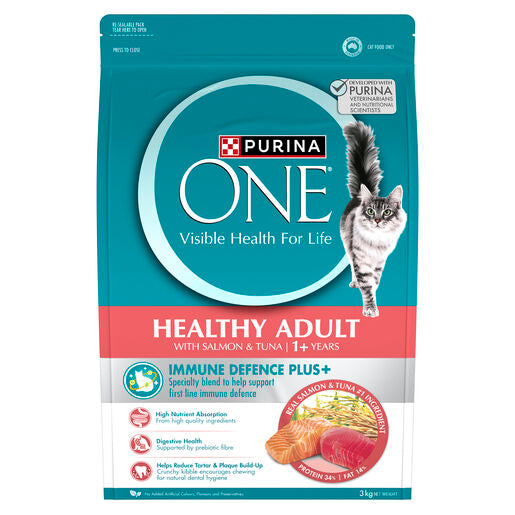 Purina One Cat Adult Dry Healthy Salmon &amp; Tuna 3kg