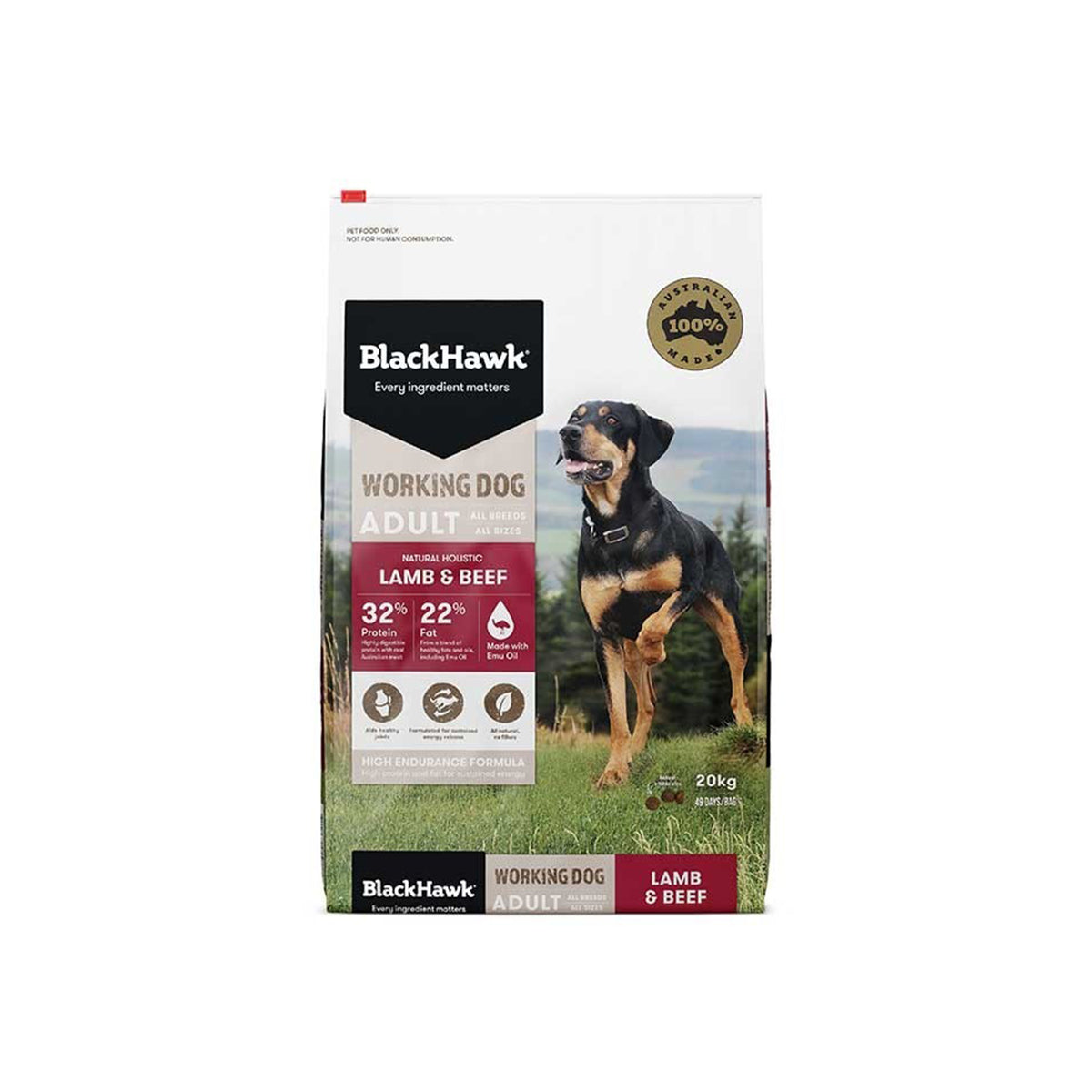 Black Hawk Dog Working Lamb Beef 20kg