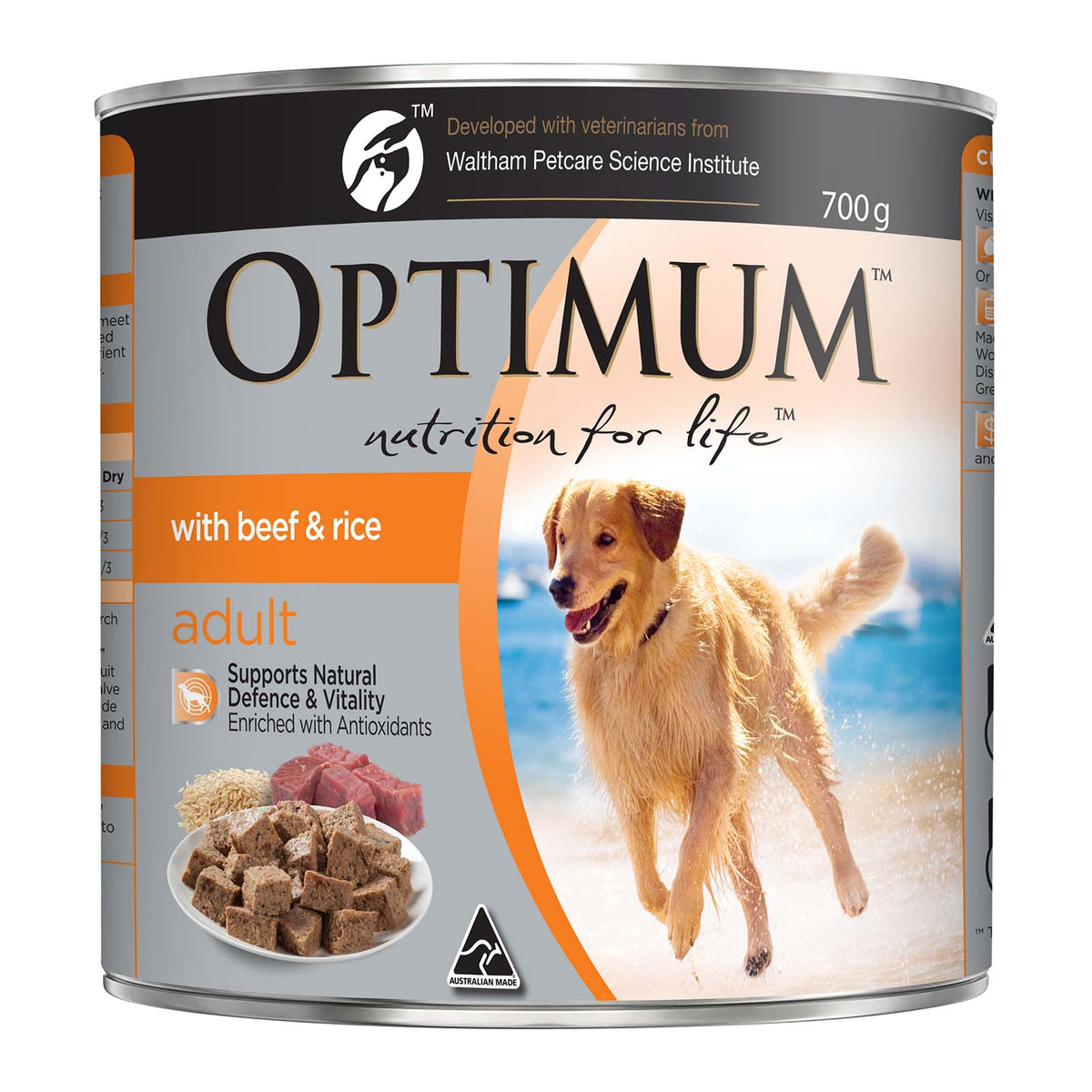 Optimum Dog Adult Beef and Rice 700gm can x 12 pack