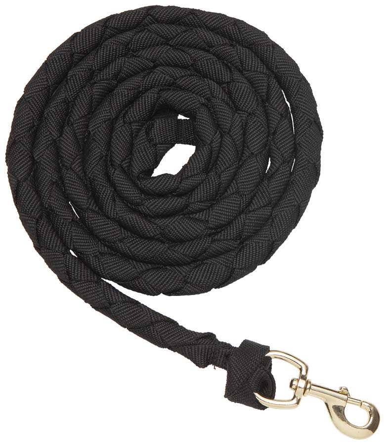 Lead Rope Plaited Nylon 2 Tone 32mm Brass Plated Bk/bk