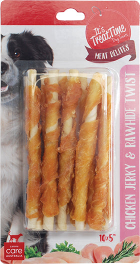 Its Treat Time Dog Chicken &amp; Rawhide Stick 10x12.5cm