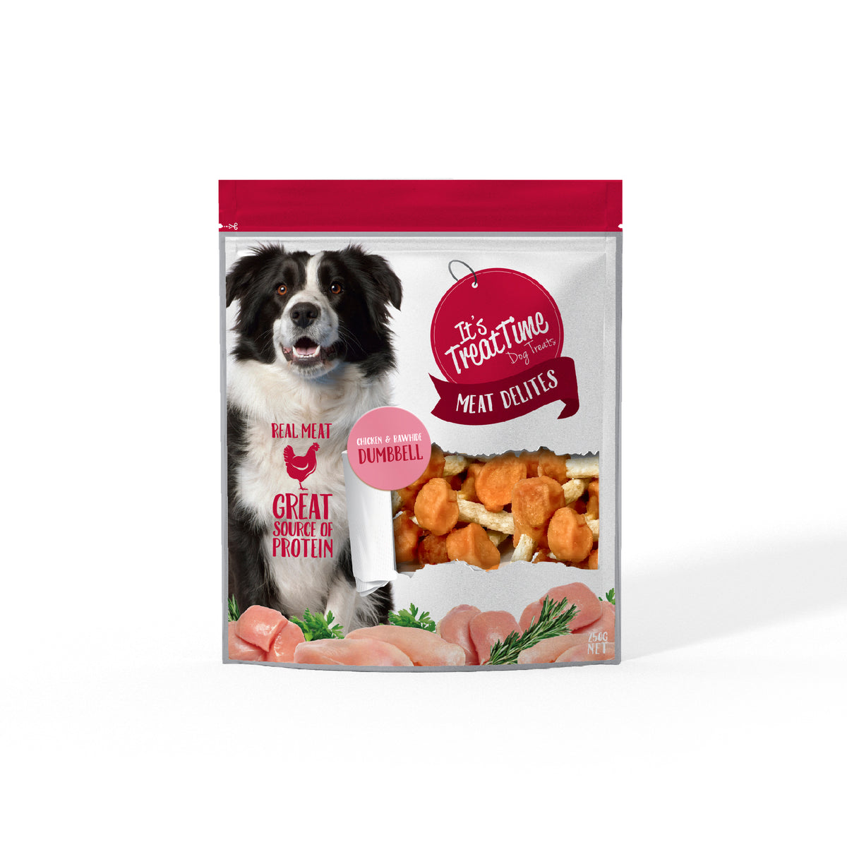 Its Treat Time Chicken &amp; Rawhide Dumbells 250g
