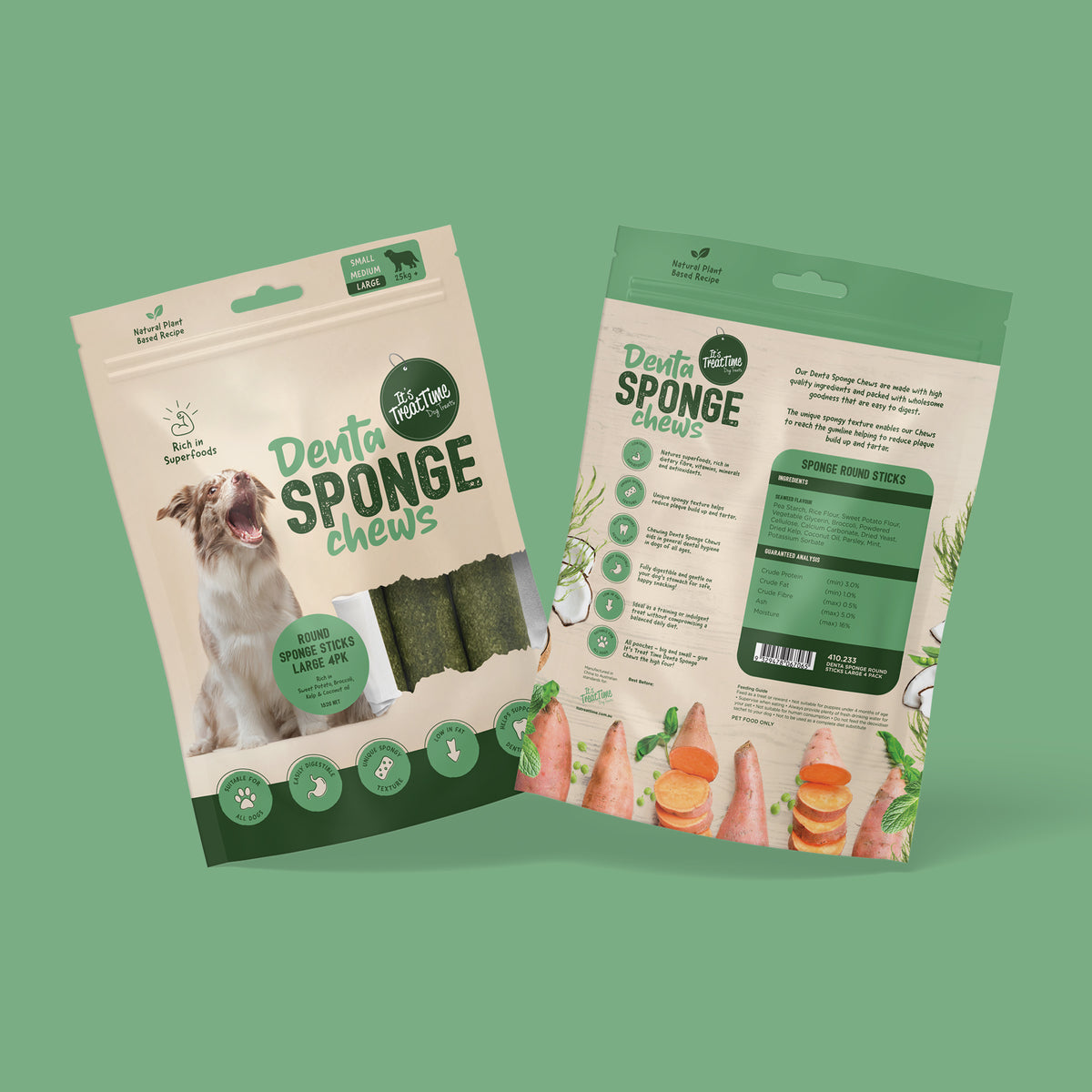 ITT Dog Denta Sponge Round Sticks Lg 4pk