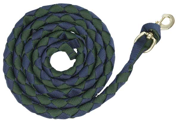 Lead Rope Plaited Nylon 2 Tone Nvy/gr 32mm Brass Plated