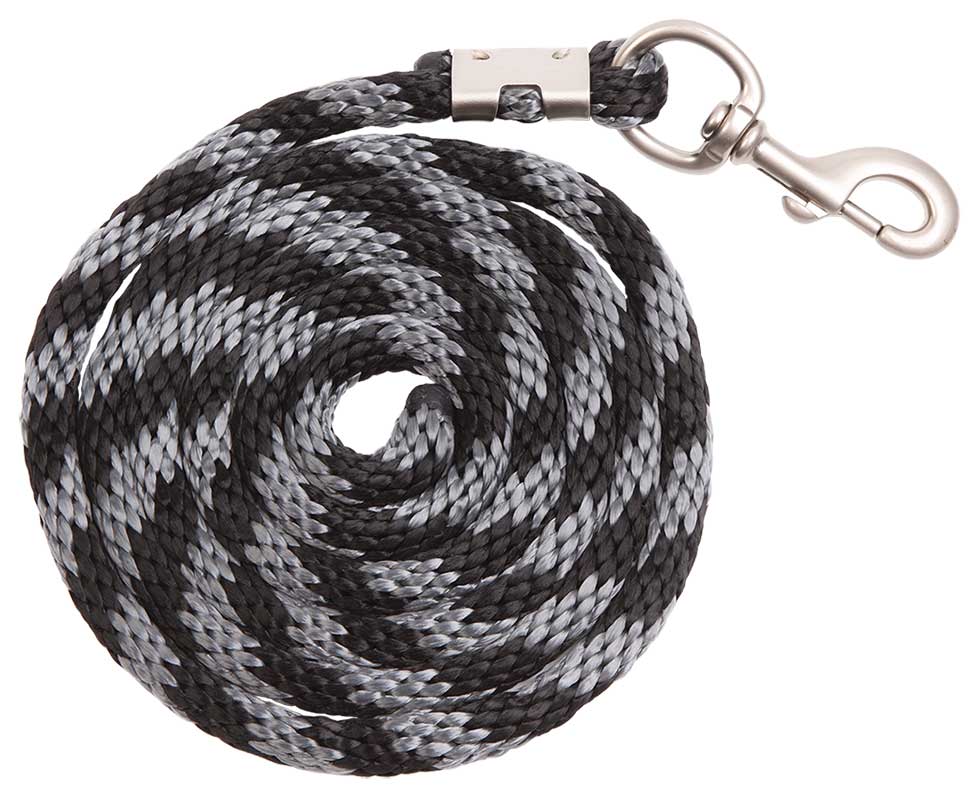 Lead Rope Braided Nylon 2 Tone Bk/slv