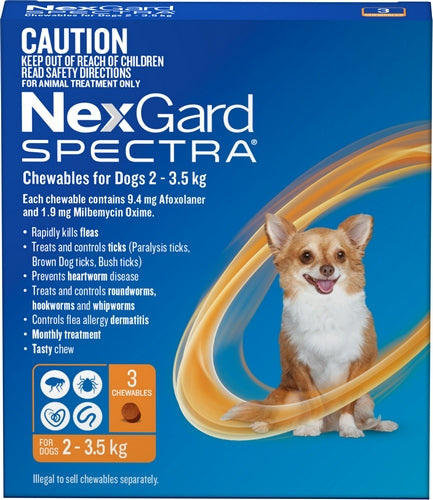 Nexgard Spectra Dog Chewable 2-3.5kg 3pack Orange