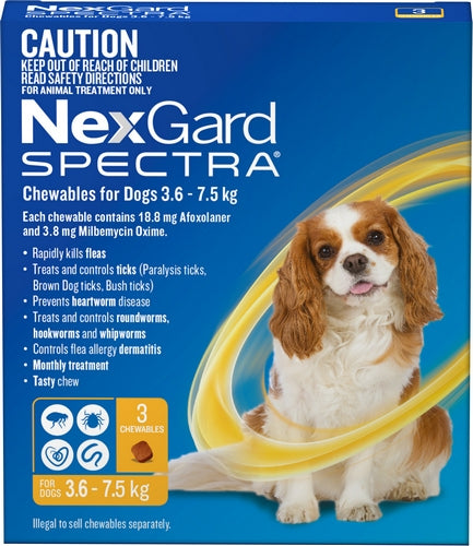 Nexgard Spectra Dog Chewable 3.6-7.5kg 3pack Yellow