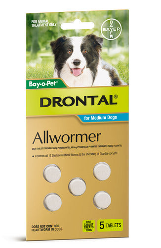 Drontal Dog Tablets Medium 10kg X 6
