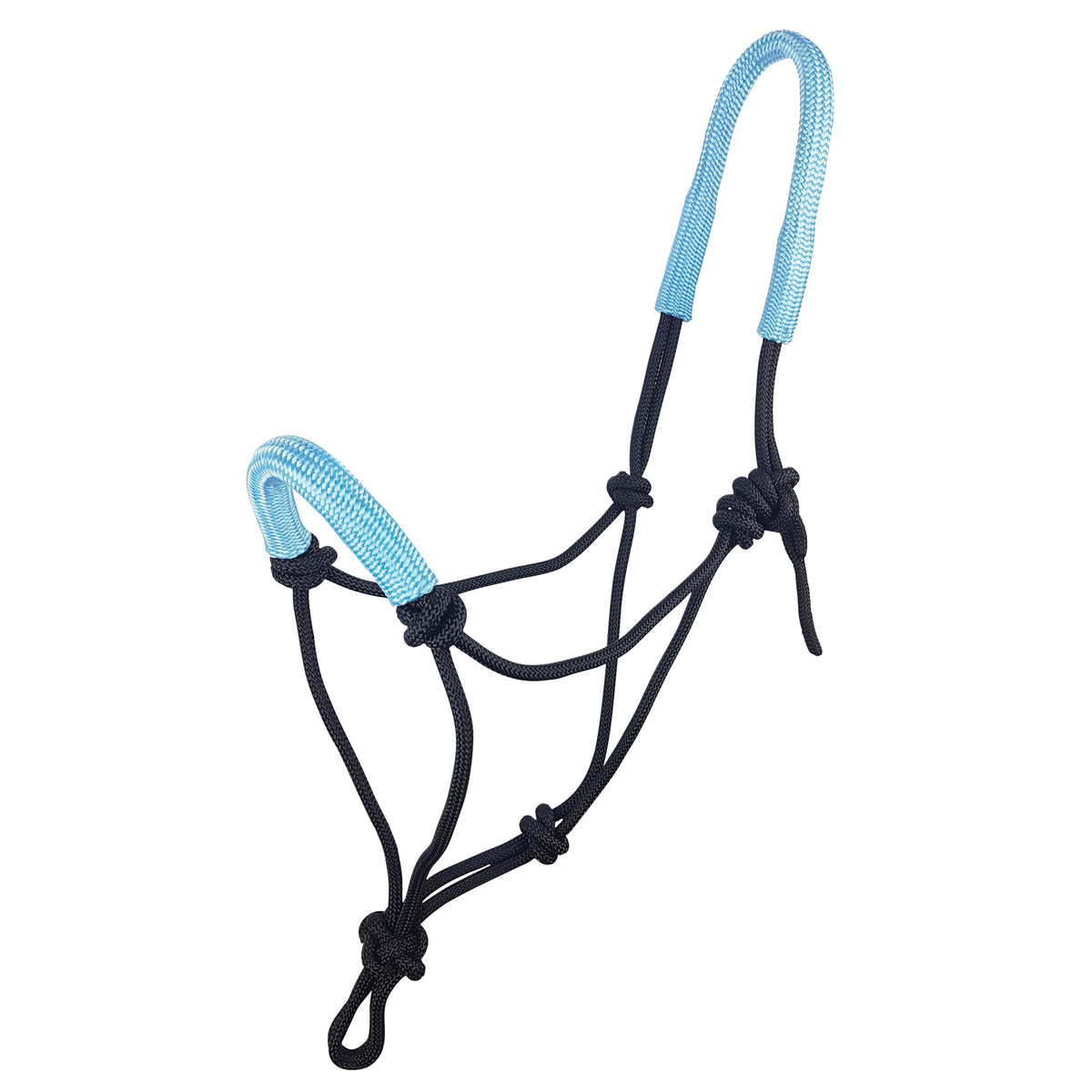 Halter Rope Knotted Black- Sky Blue