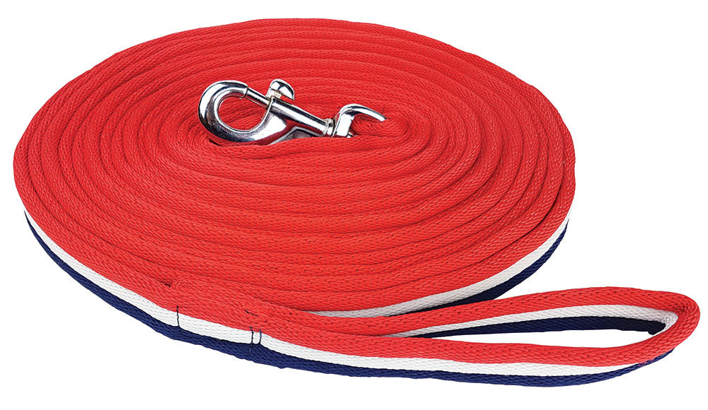 Lunge Rein Brite Red/white/blue