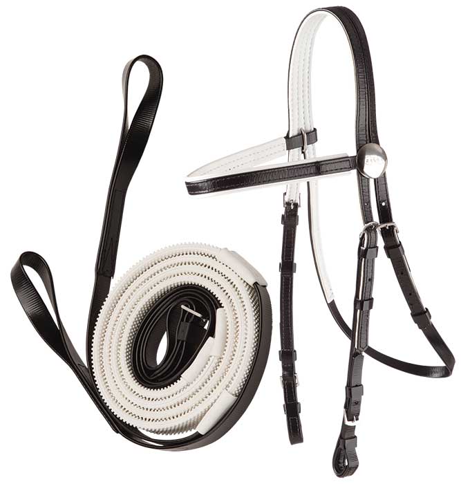 Zilco Race Bridle Black/white - Loop Reins