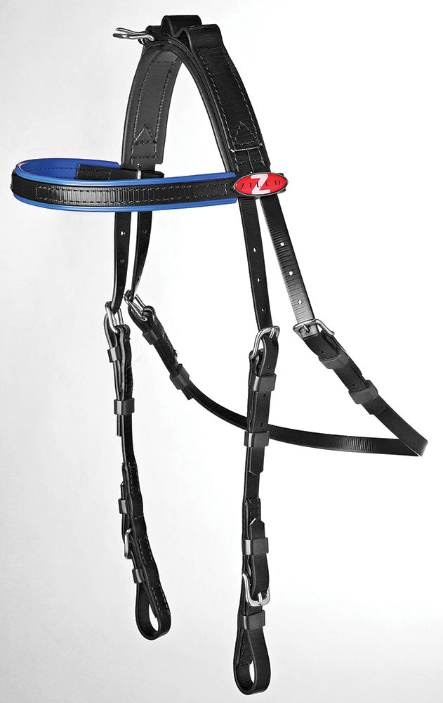 Open Harness Bridle Black with Blue Trim - One Size
