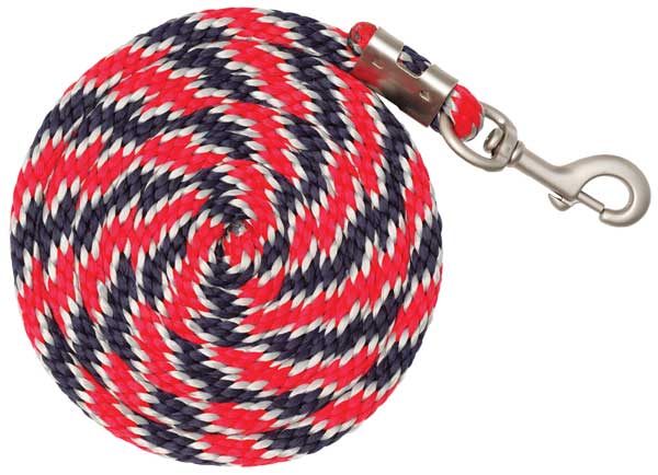 Lead Rope Braided Nylon 3 Tone Nv/lbl/rd
