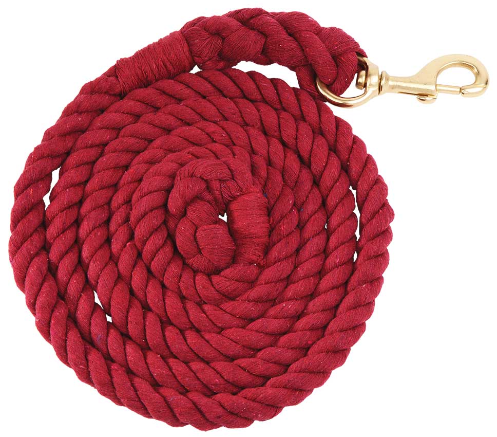 Lead Rope Cotton 2.5m Brass Snap 19mm Burgundy