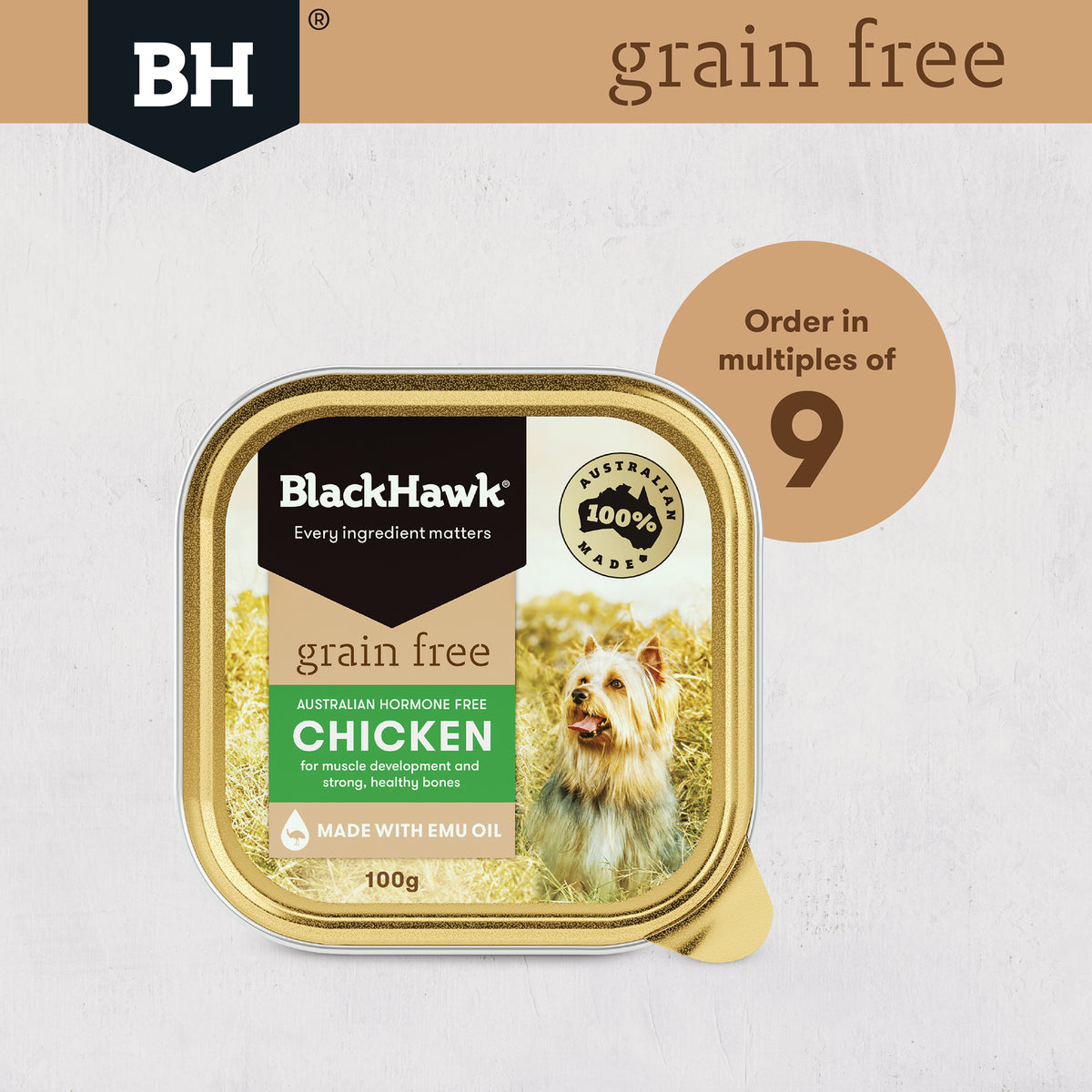 Black Hawk Gf Wet Dog Food 100gx12chicke