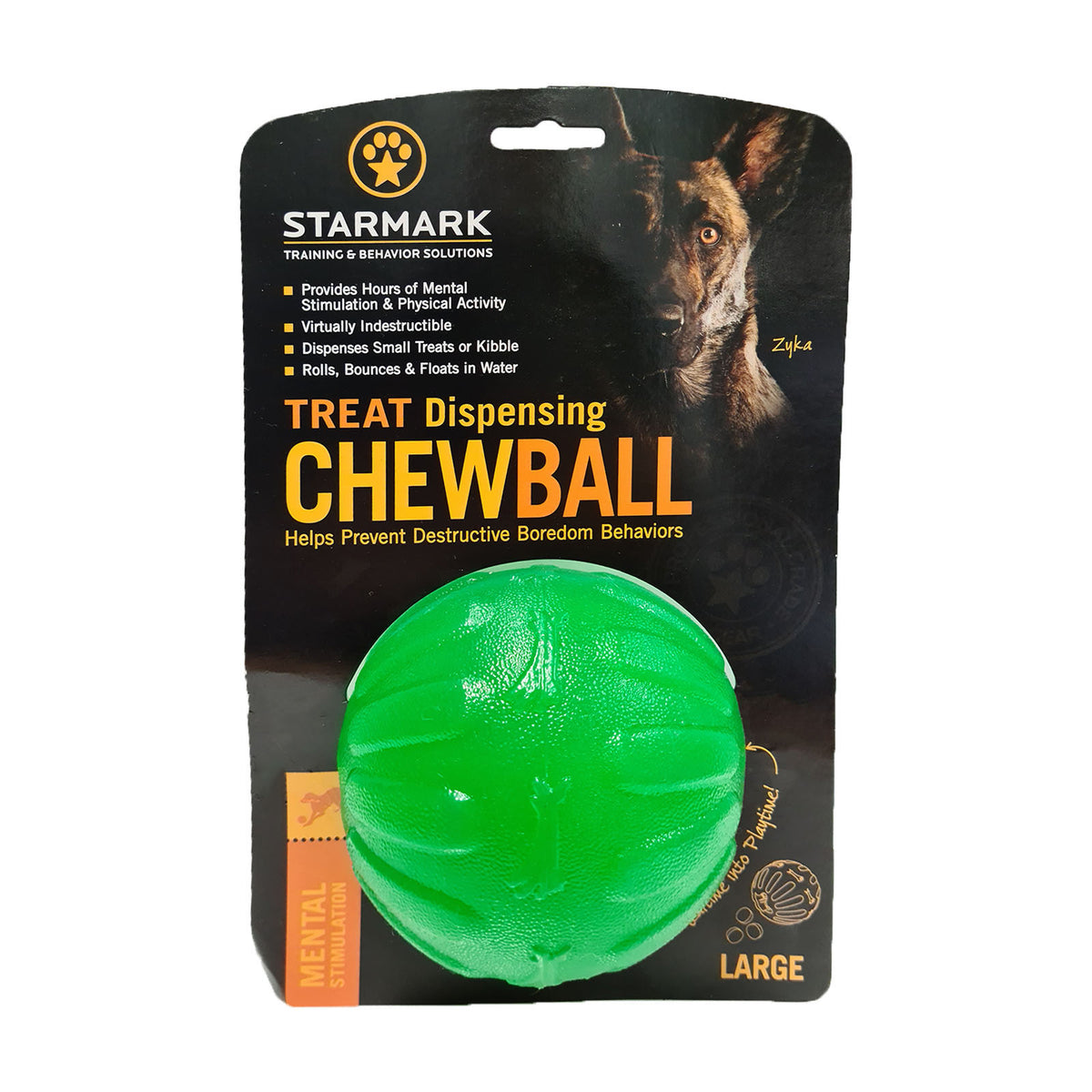 Dog Toy Starmark Treat Dispensing Chew Ball Large