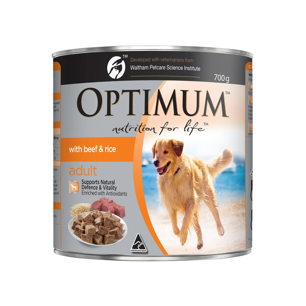 Optimum Dog Adult Beef and Rice 700gm single can