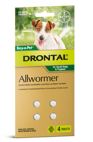 Drontal Dog Tablets Small 3kg X 4