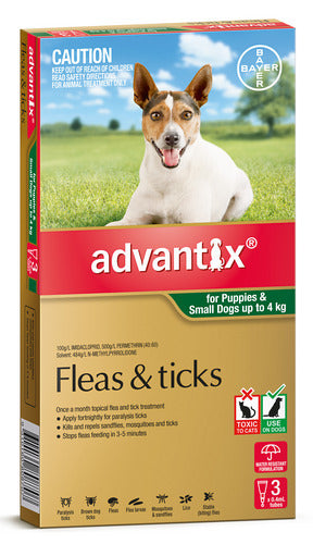 Advantix Small Dogs 4kg Green X 3 Pack