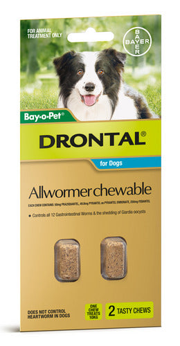 Drontal Chewable Med 10kg Dog X 2 Packag