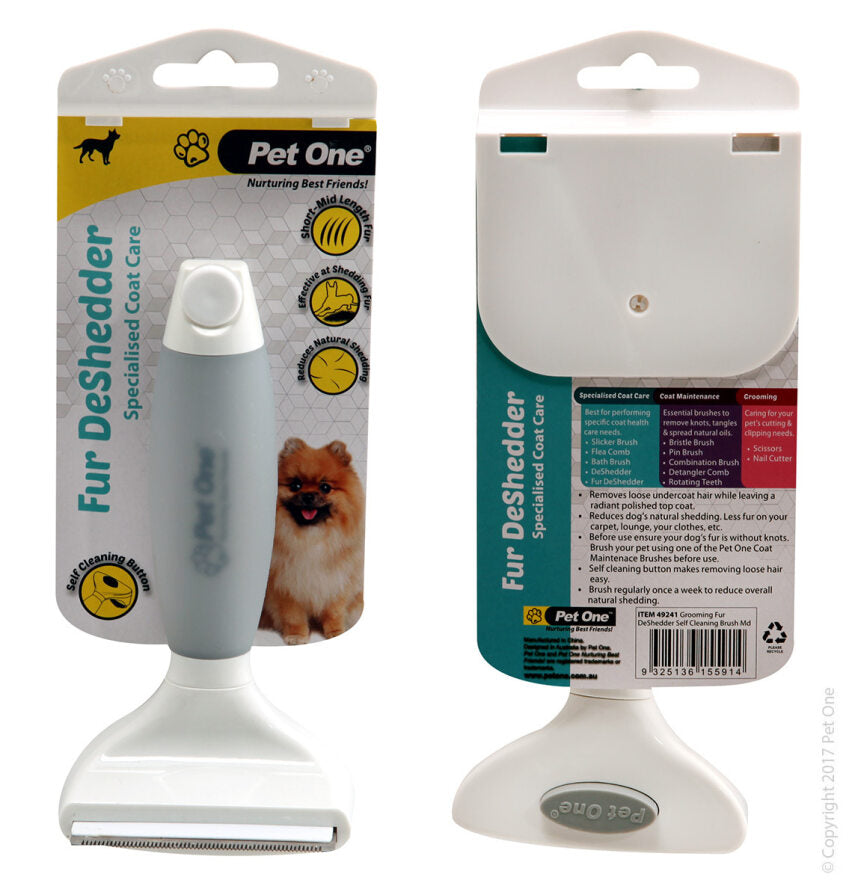 Pet One Grooming Fur Deshedder Self Cleaning Med