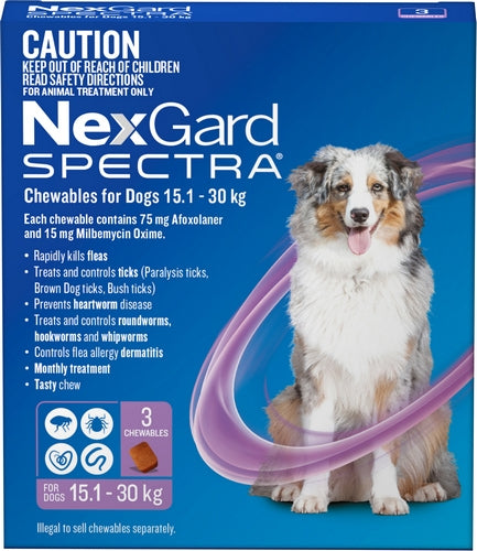 Nexgard Spectra Dog Chewable 15.1-30kg 3pack Purple