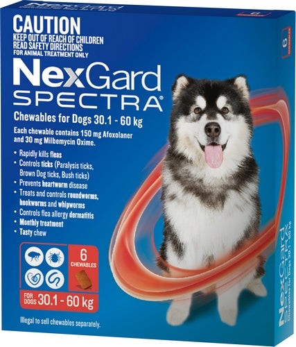 Nexgard Spectra Dog Chewable 30.1-60kg 6pack Red