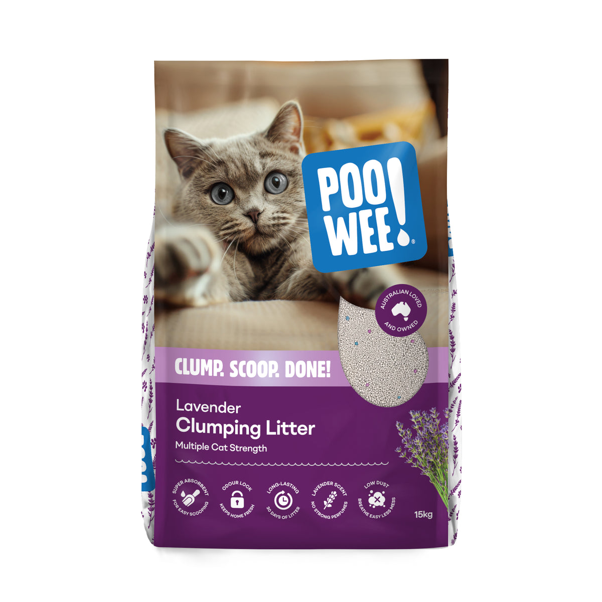 Cat Litter F/c Clumping Lavender Poowee 15kg