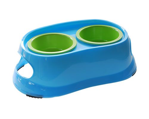 Canine Care Dog Bowl Plastic Raised Dbl Medium