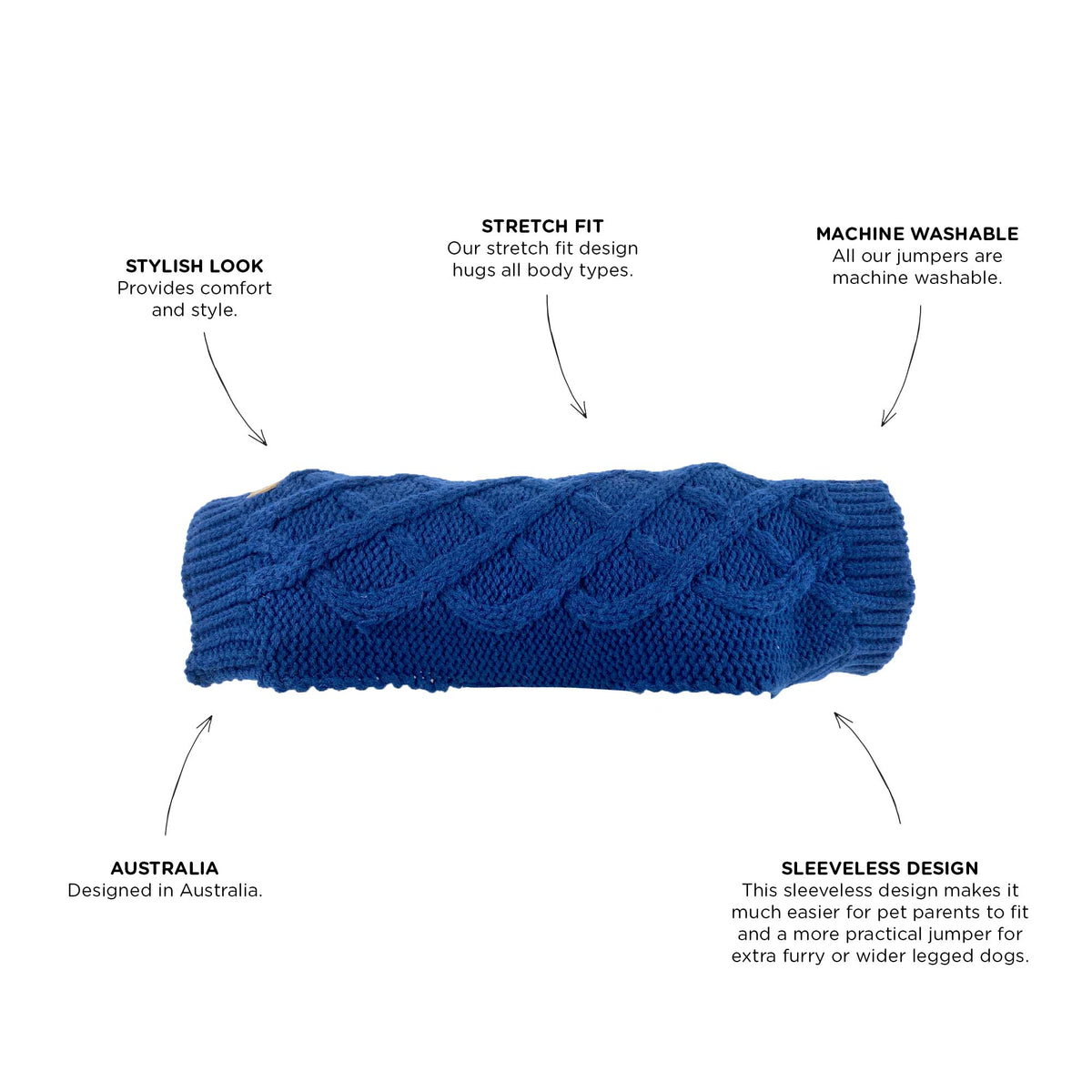 Dog Jumper Huskimo Diamond Cable 46cm Navy