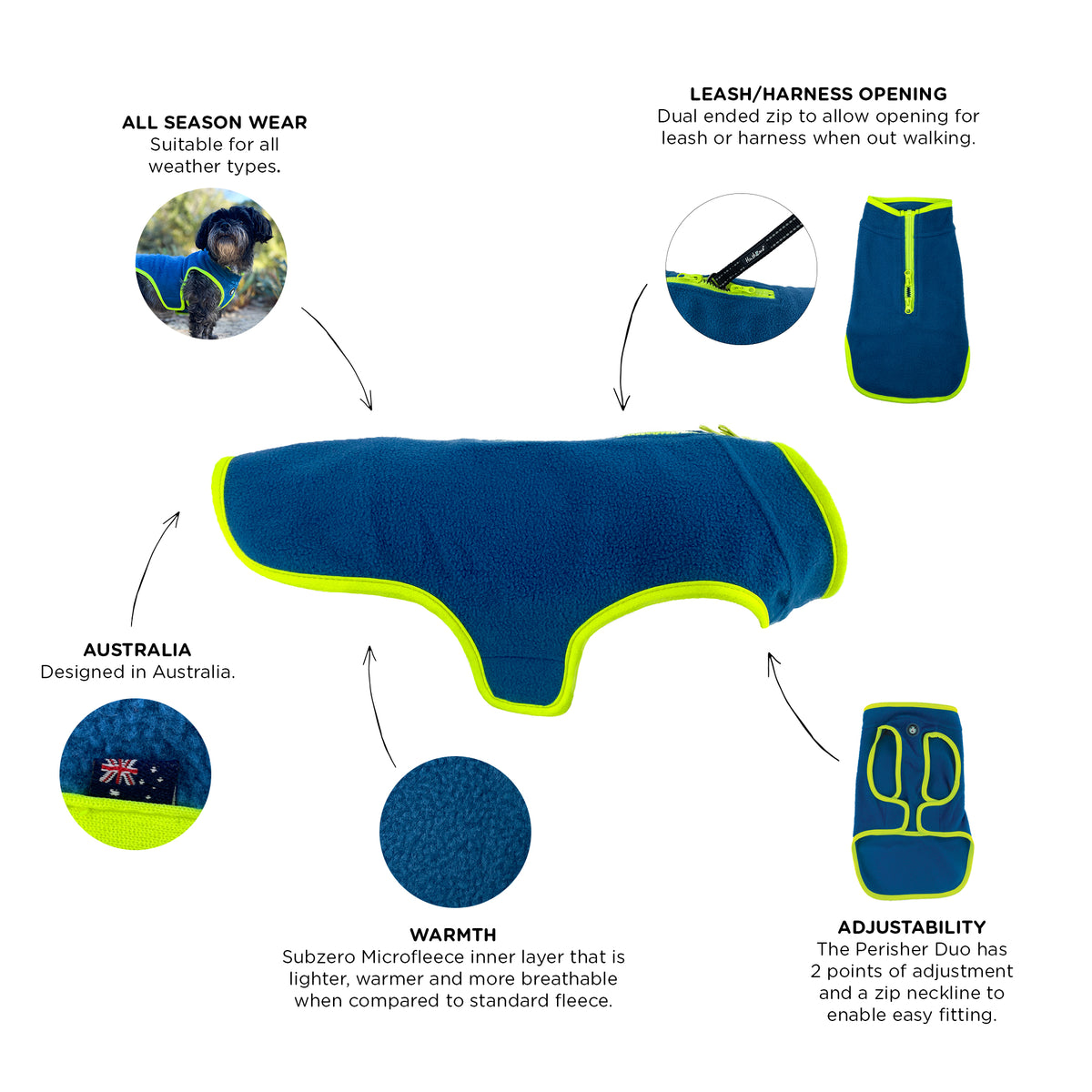 Dog Coat Huskimo Jammie Perisher Duo 46cm Tasman Blue