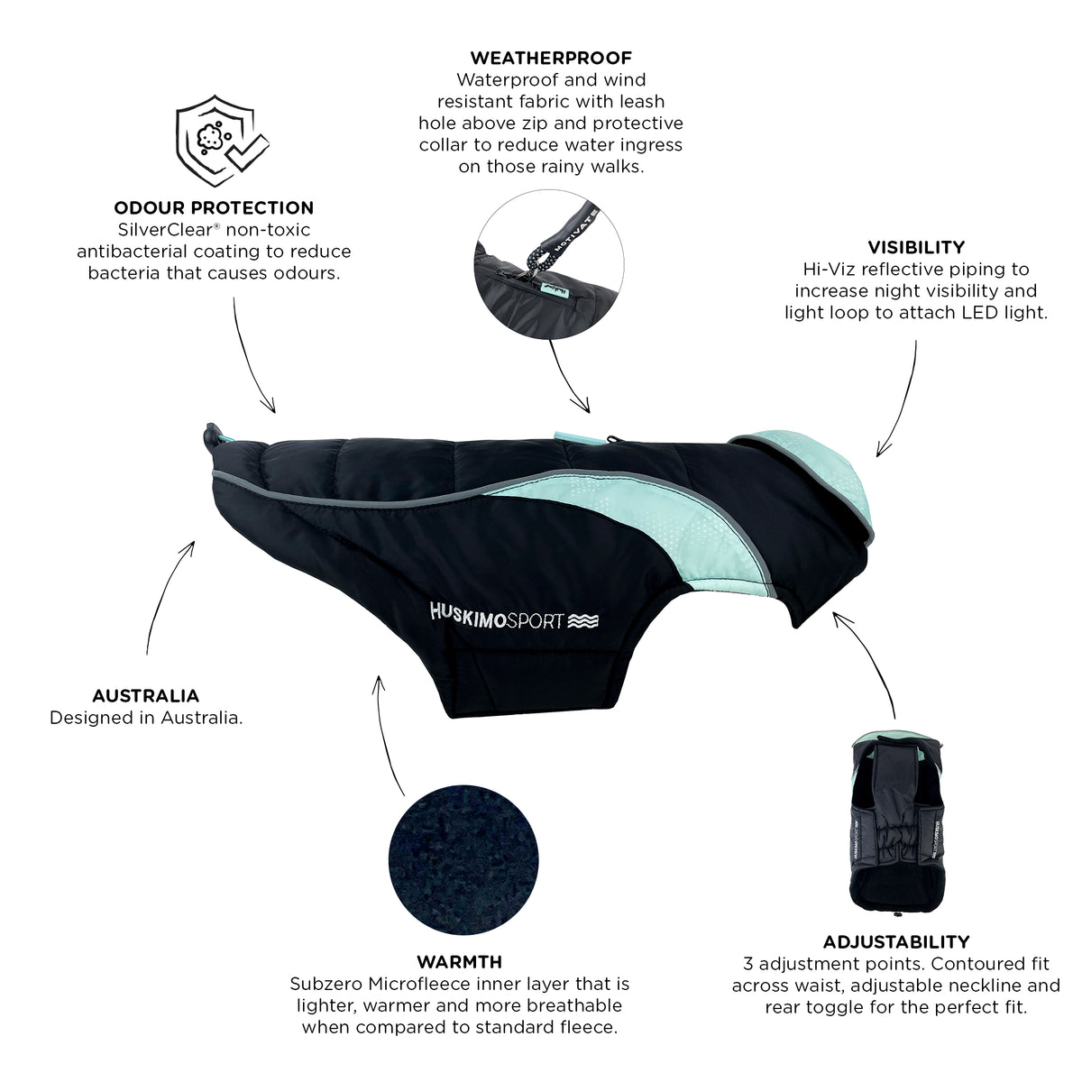 Dog Coat Huskimo Sherpa 52cm Black