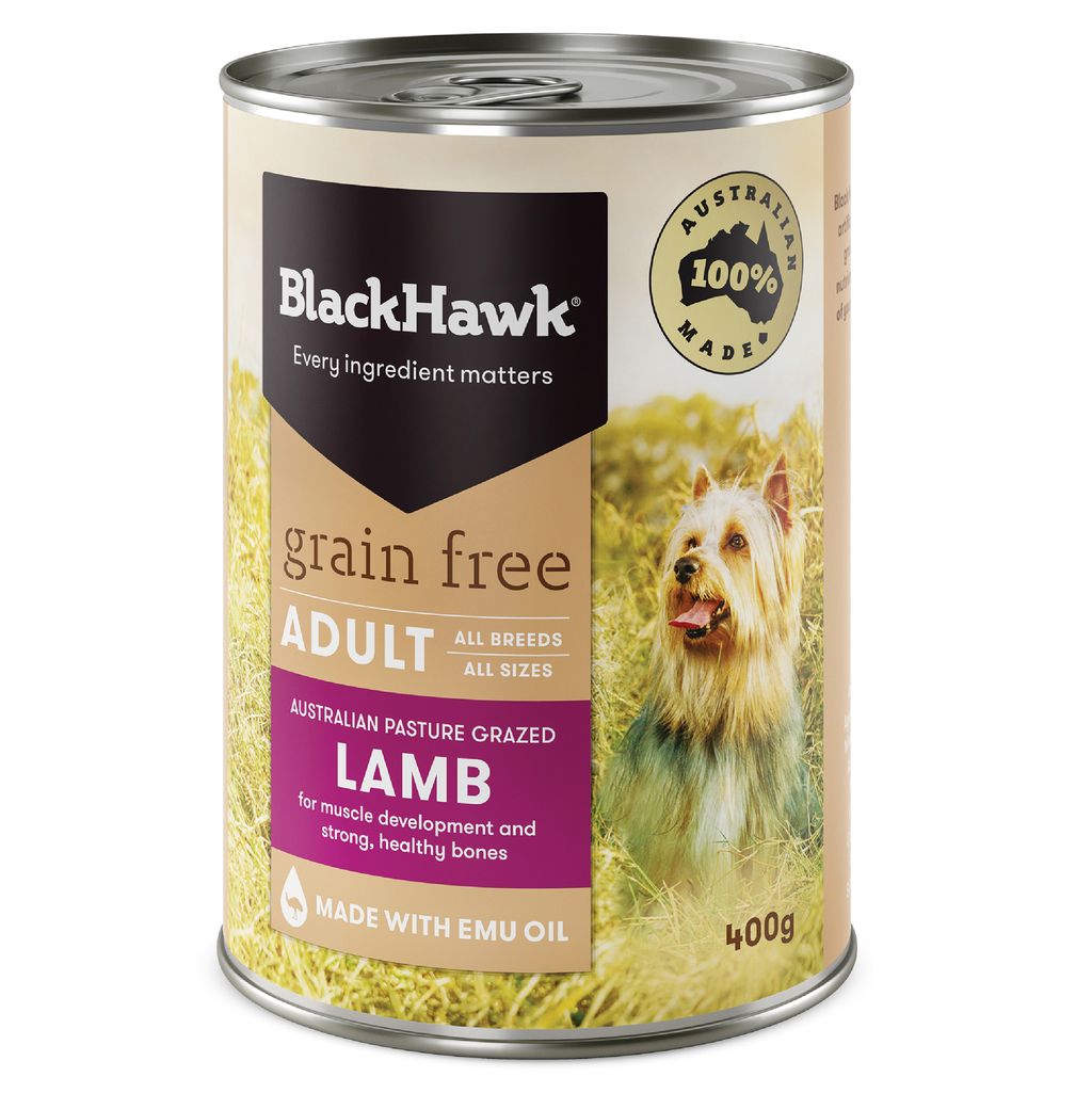 Black Hawk Gf Wet Dog Food 400gm Single Can Lamb