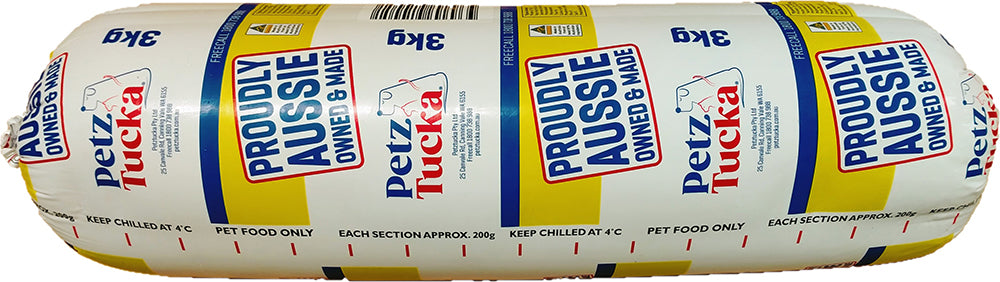 Petz Tucka Roll Chilled Cooked Chicken &amp; Beef Mix Protein &amp; Veg 3kg