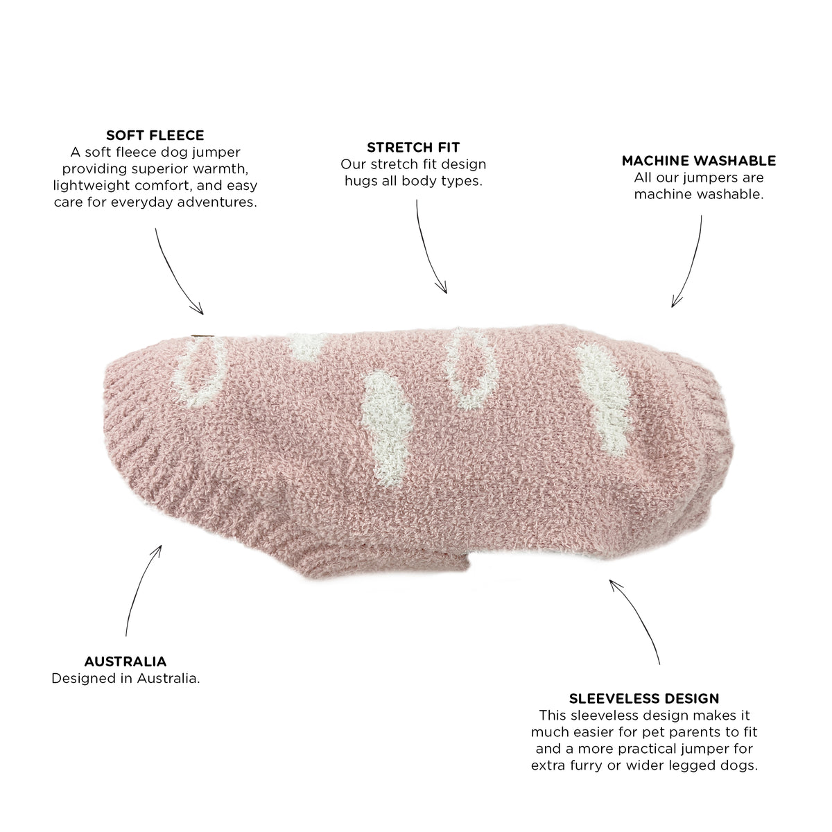 Huskimo Dog Jumper Clouds Soft Pink 27Cm