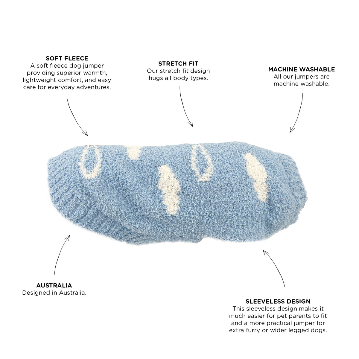 Huskimo Dog Jumper Clouds Baby Blue 33Cm