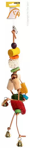 Bird Toy Avi One Parrot Toy Leather Mobile W/loofah And Wicker Ball 15x56cm