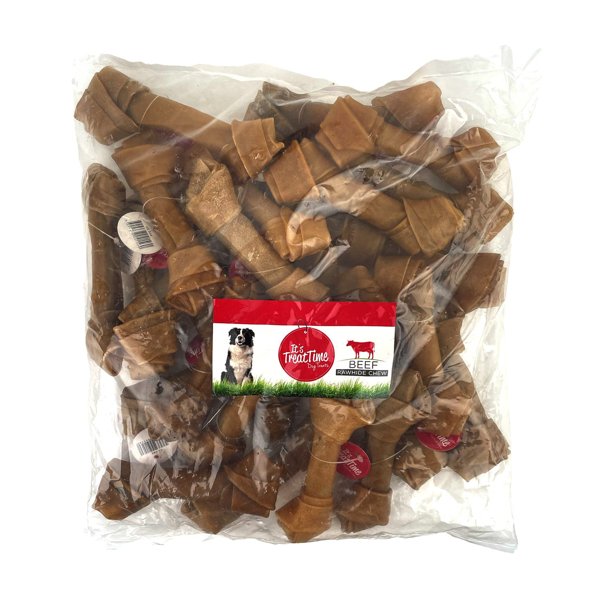 Its Treat time Dog Rawhide Bone Knot Natural 16cm