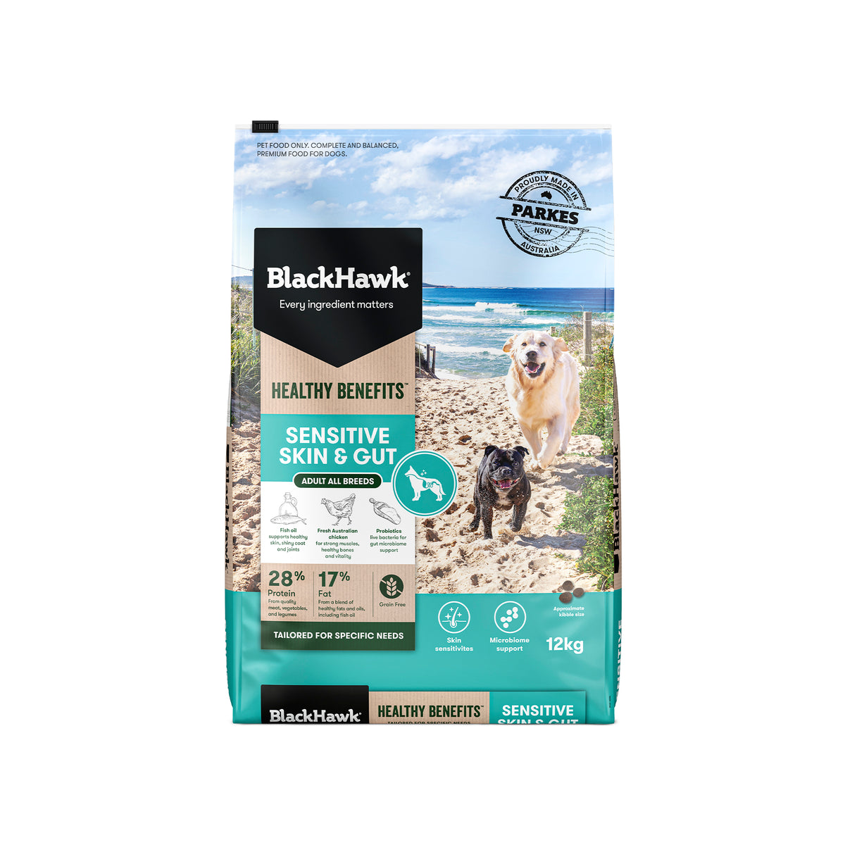 Black Hawk Healthy Benefits Dog Sensitive Skin &amp; Gut 12kg