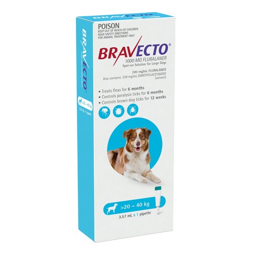 Bravecto Dog Spot On Blue 20-40kg