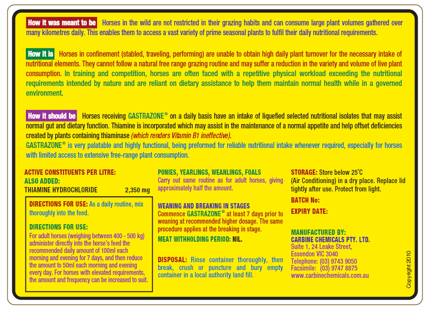 Carbine Chemicals Gastrazone