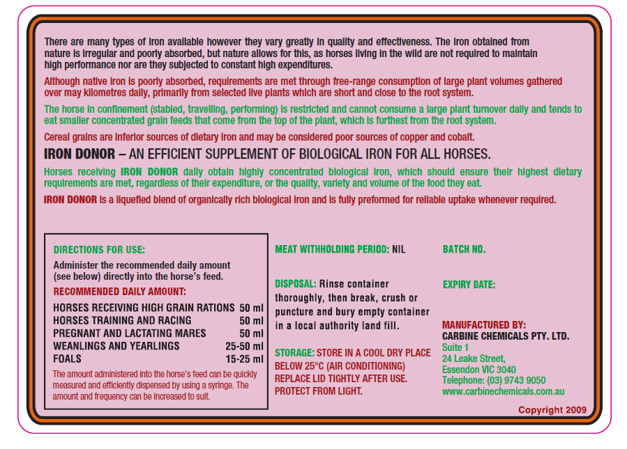 Carbine Chemicals Iron Donor